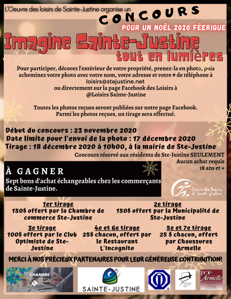 Imagine SainteJustine tout en lumière Municipalité de SainteJustine